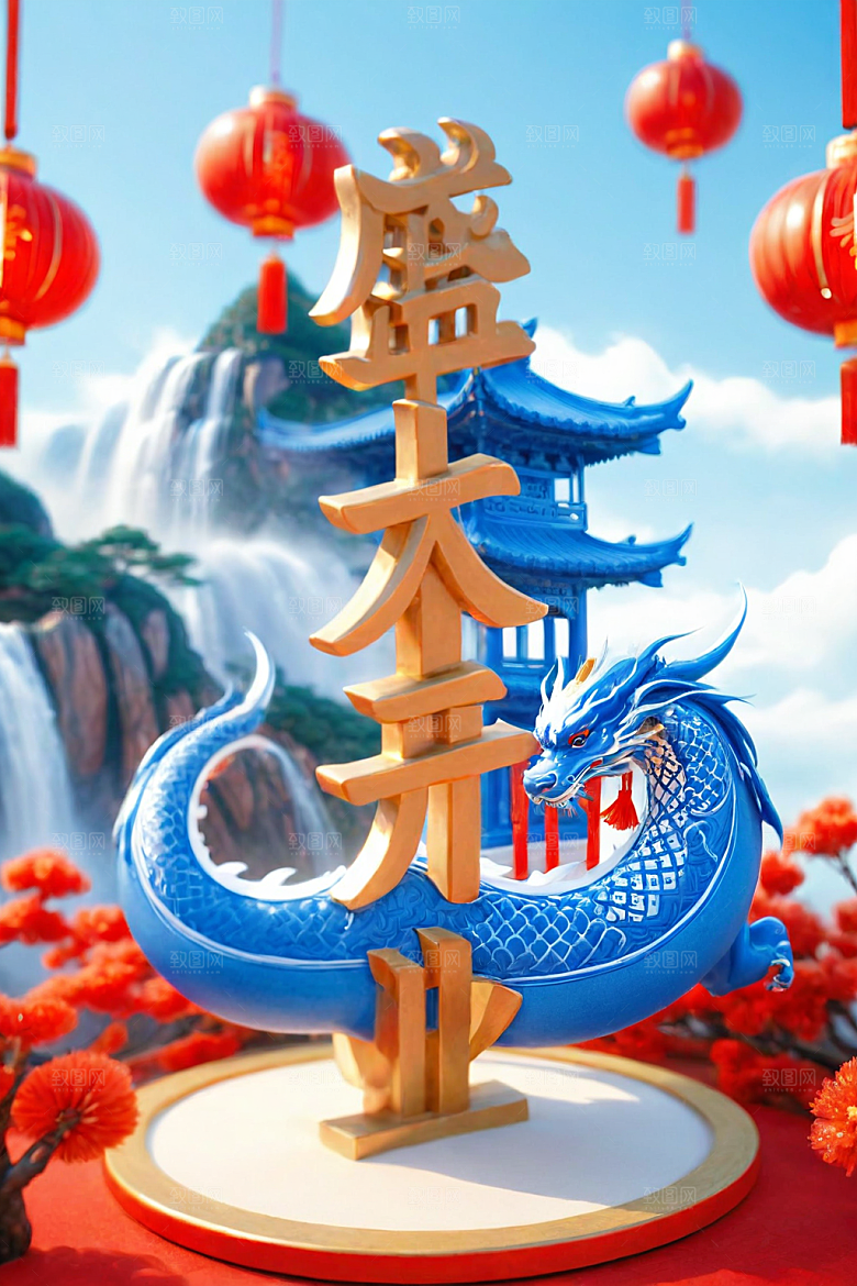 开门红渲染立体艺术字