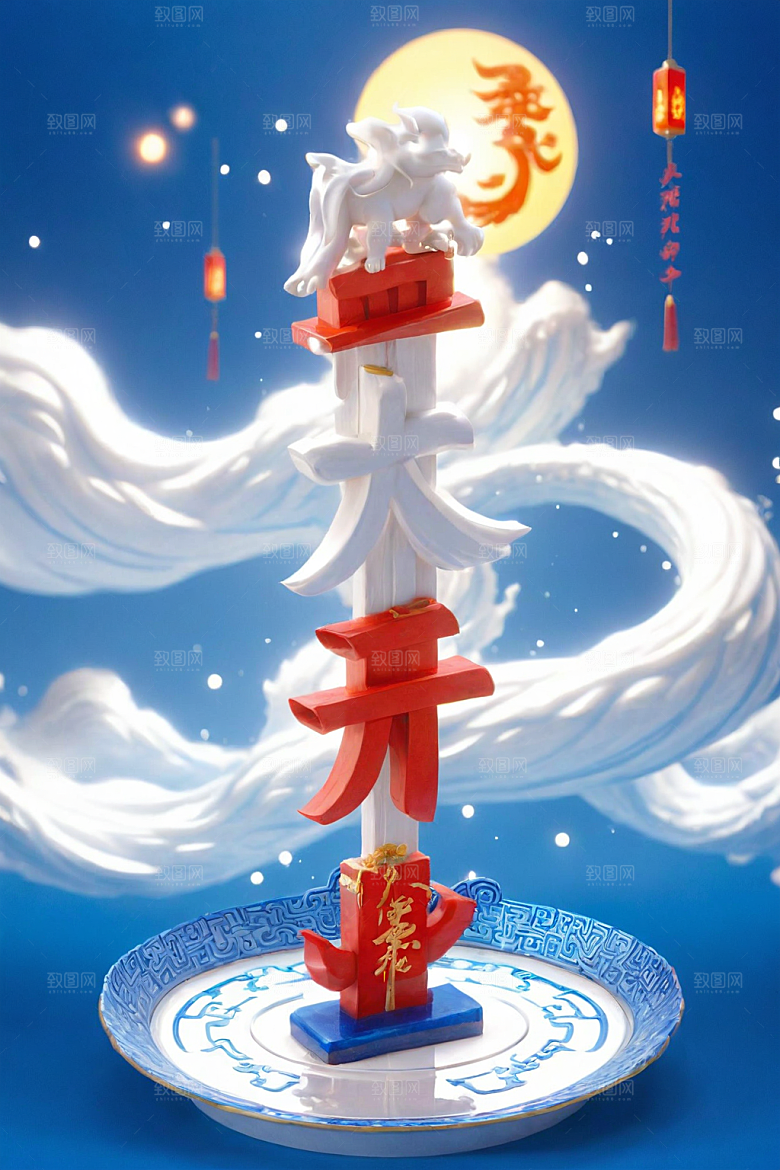 开门红春节新年艺术字