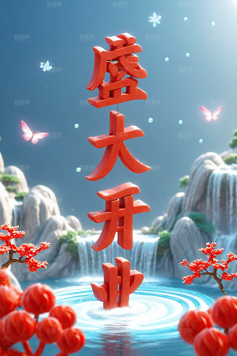 开门红开工新年艺术字