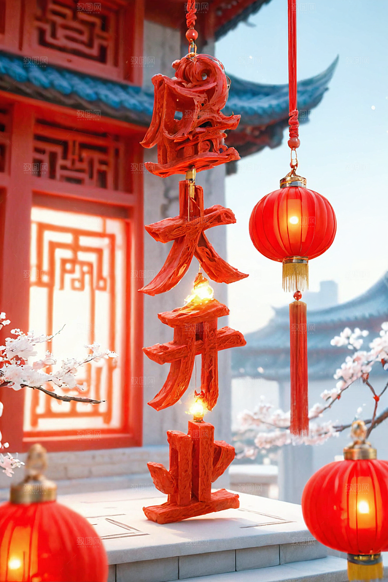 开门红开业大吉开工艺术字