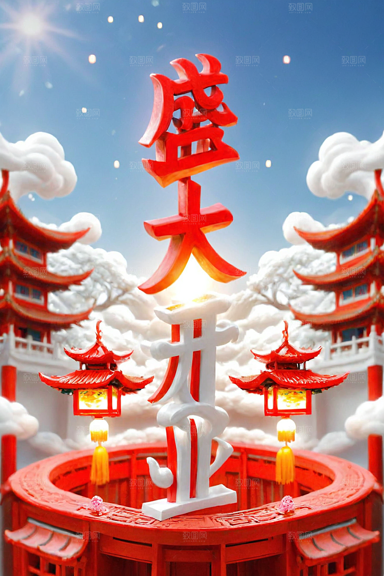开门红开工新年艺术字