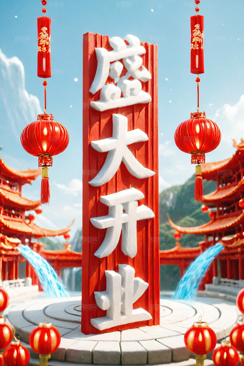 开门红开工渲染艺术字