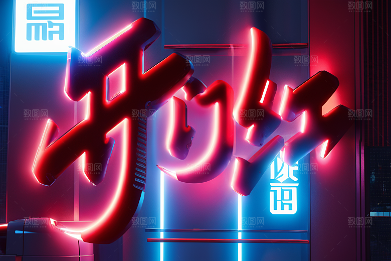 开门红高清渲染艺术字