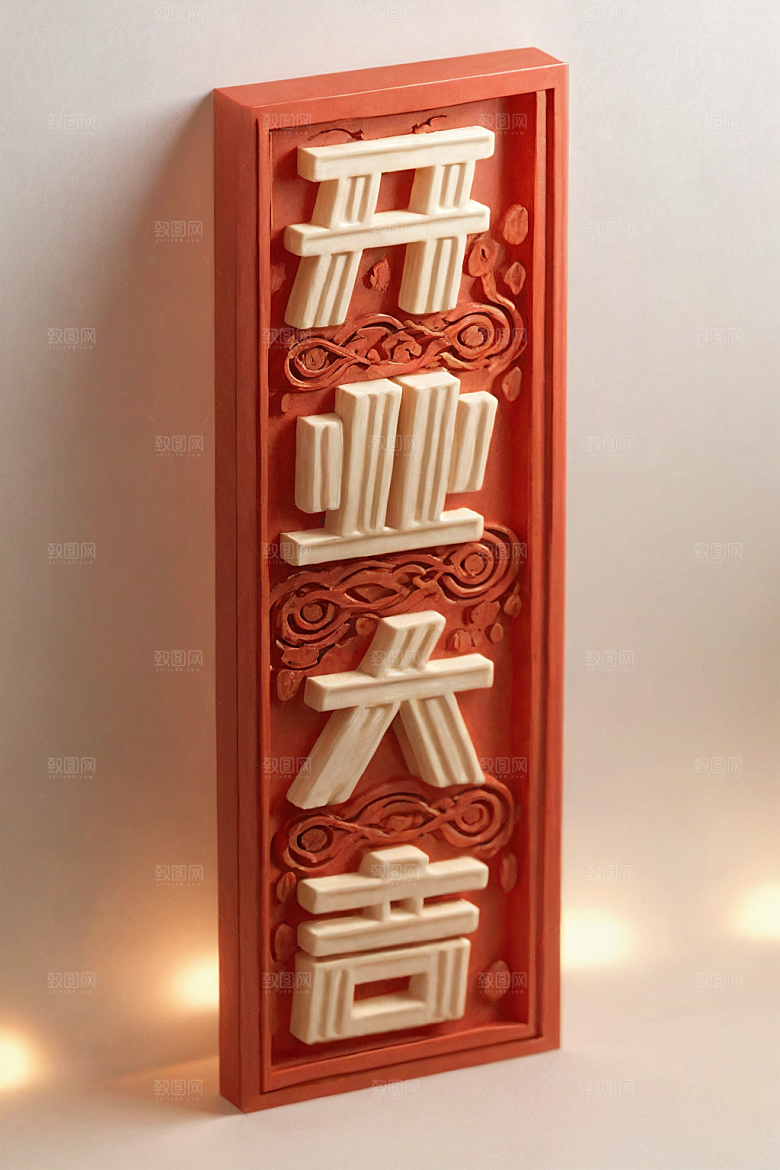 开门红立体开业大吉艺术字