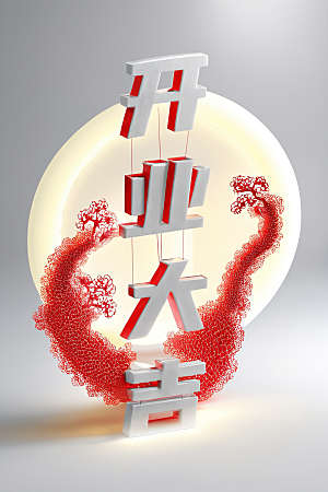 开门红3D春节艺术字