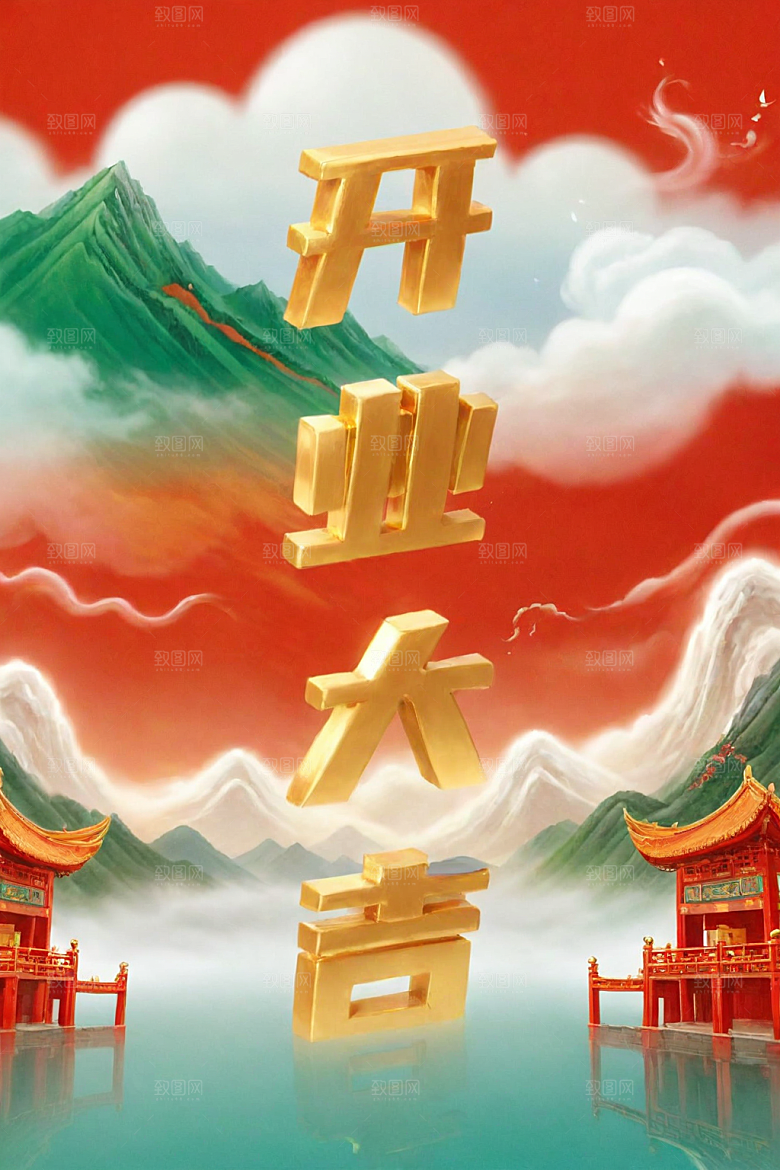 开门红春节典礼艺术字