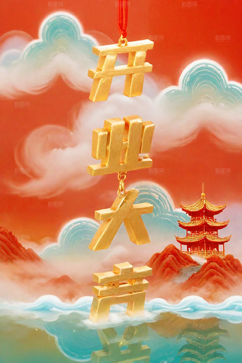 开门红高清春节艺术字