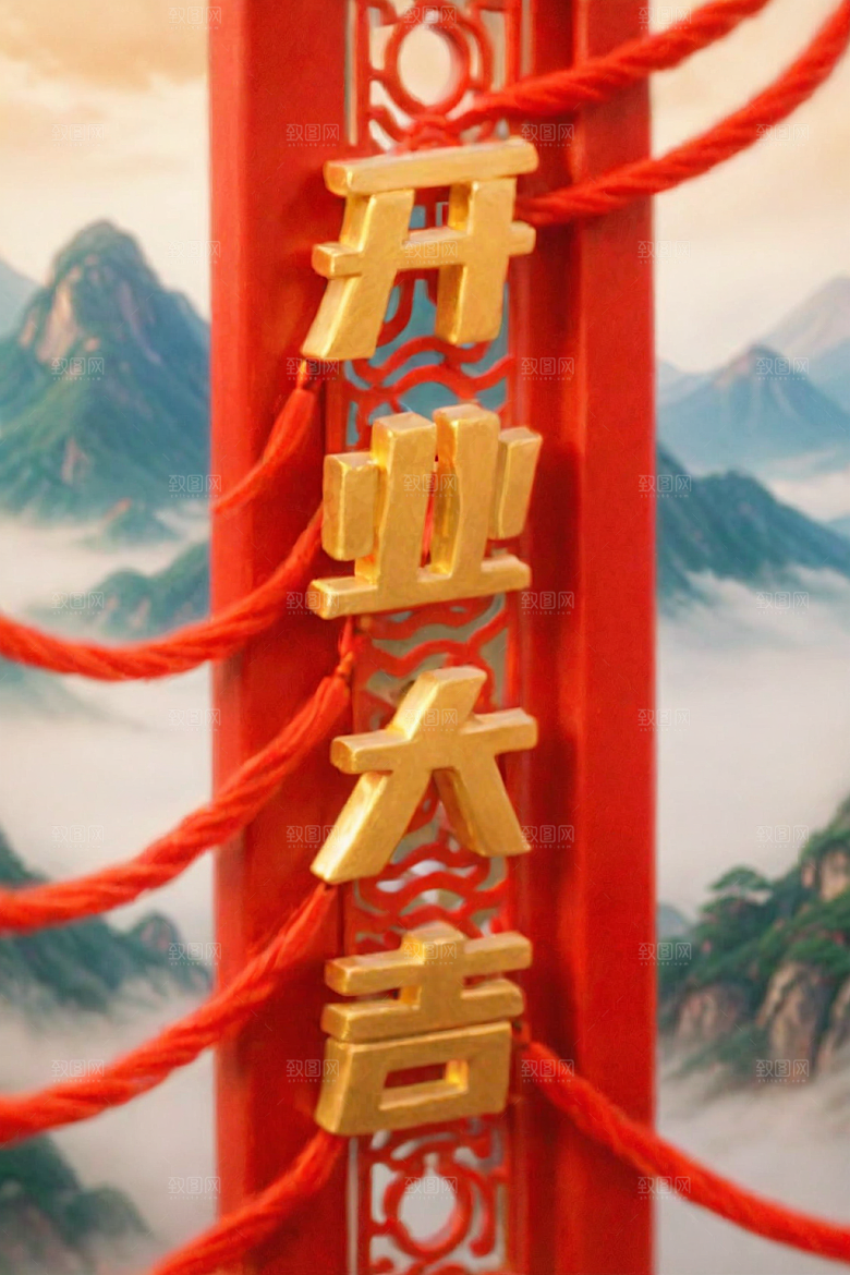 开门红开业大吉典礼艺术字