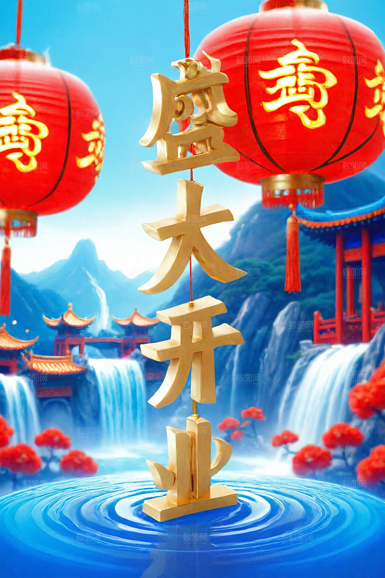 开门红开业大吉高清艺术字