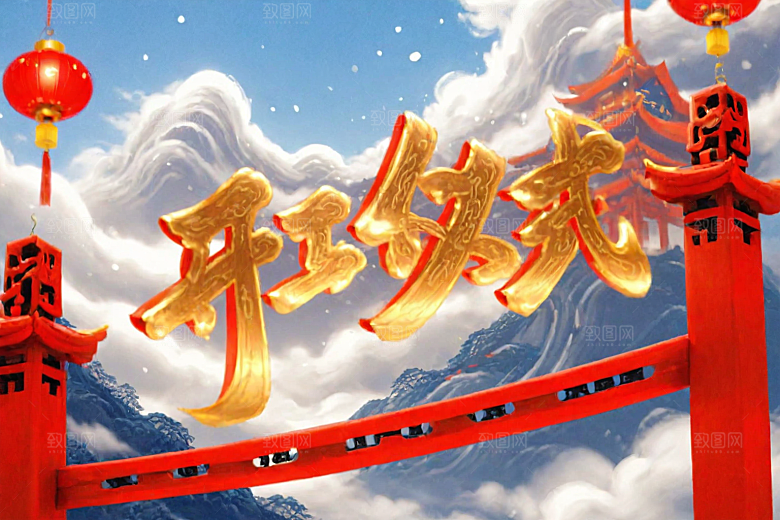 开门红喜庆开业大吉艺术字
