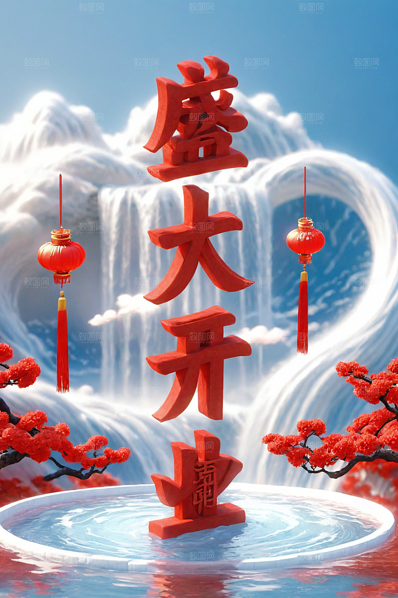 开门红3D渲染艺术字
