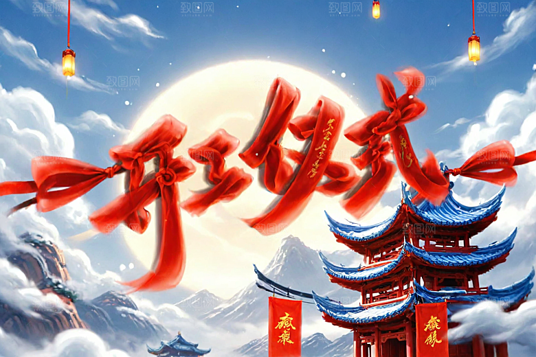 开门红渲染开工艺术字