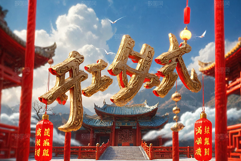 开门红立体开业大吉艺术字