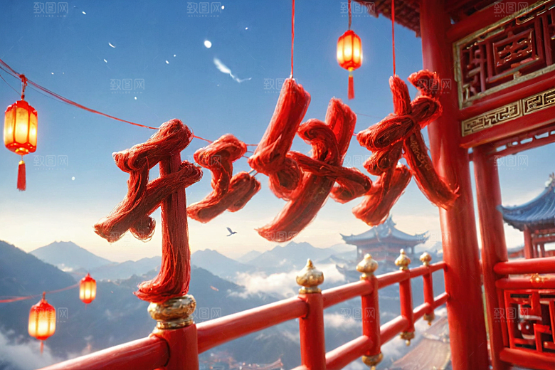 开门红3D开业大吉艺术字