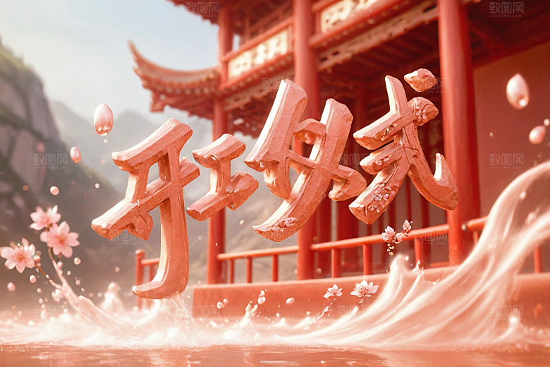 开门红立体开业大吉艺术字