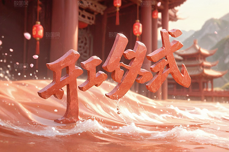 开门红3D春节艺术字