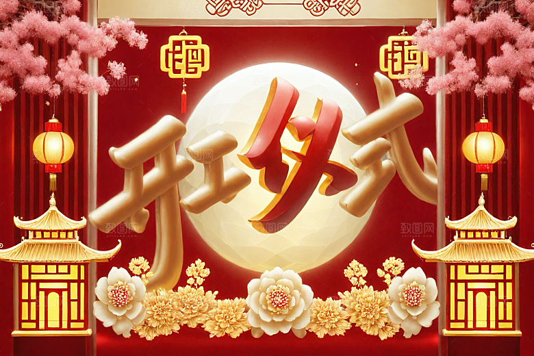 开门红喜庆新年艺术字