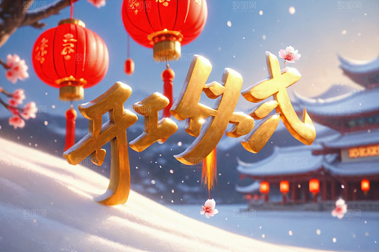 开门红3D春节艺术字