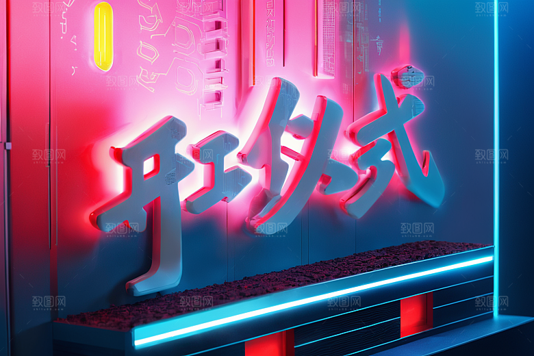 开门红立体喜庆艺术字