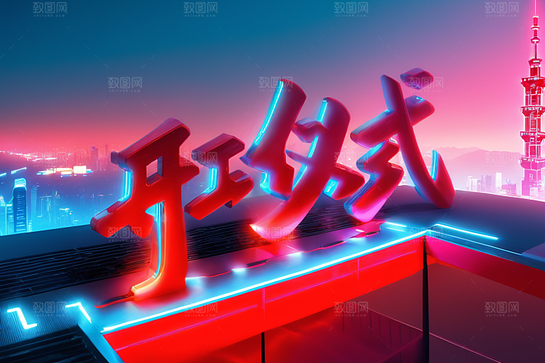 开门红立体新年艺术字