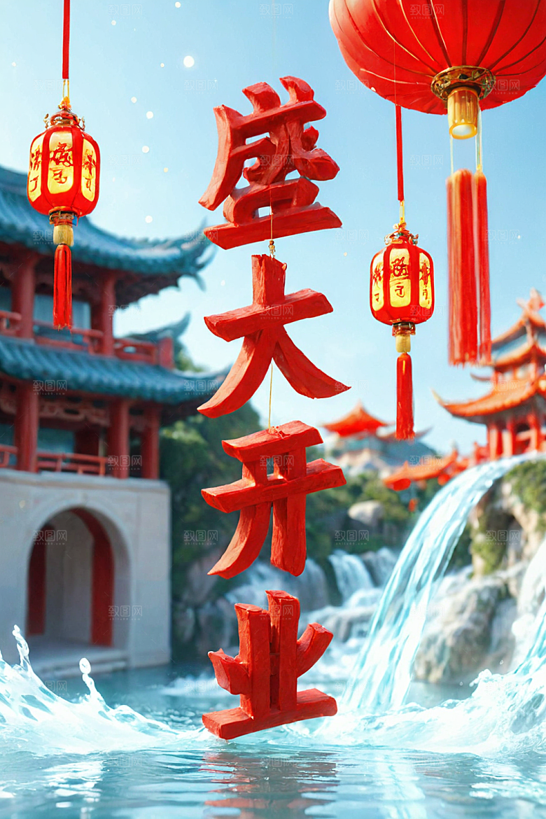 开门红3D渲染艺术字