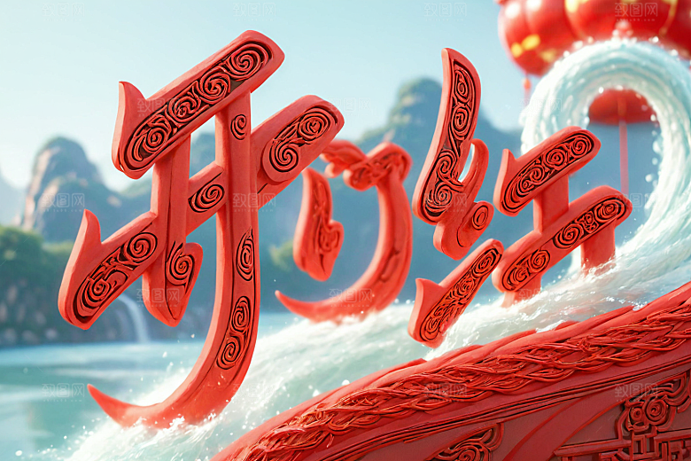 开门红开业大吉立体艺术字