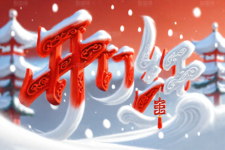 开门红春节开业大吉艺术字