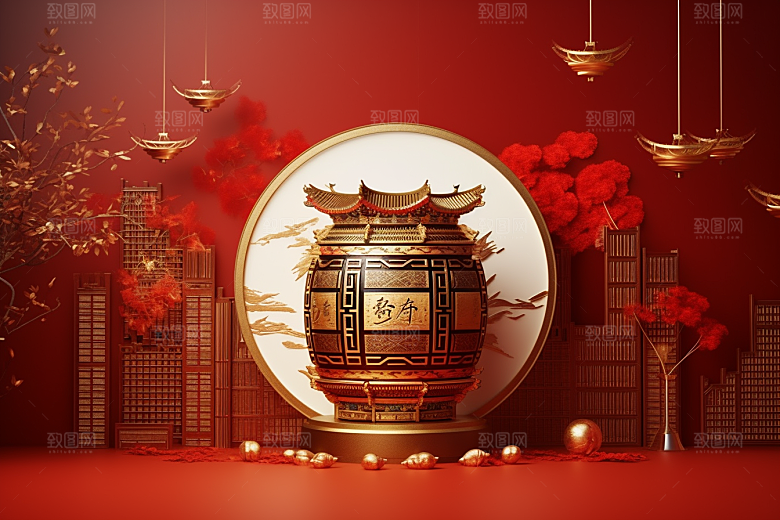 开业大吉开门红模型背景图