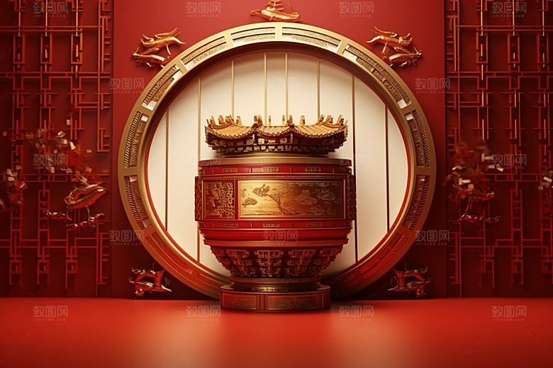 开业大吉展台C4D背景图