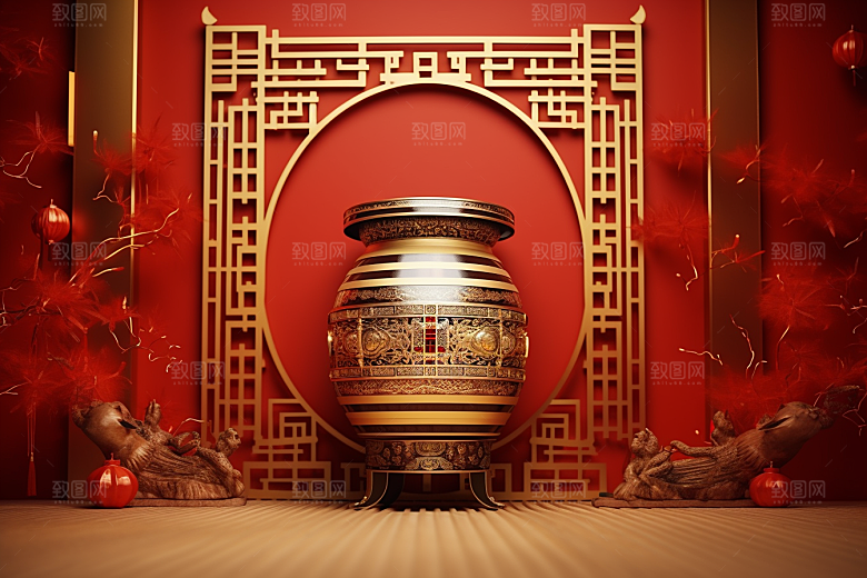 开业大吉3D立体模型背景图