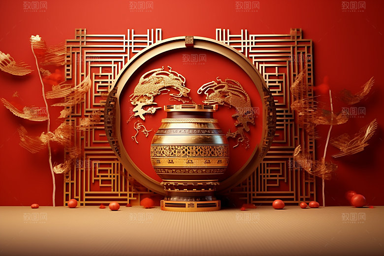 开业大吉电商C4D背景图