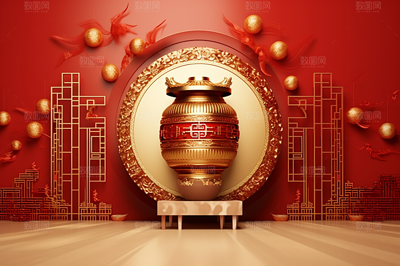 开业大吉C4D开门红背景图