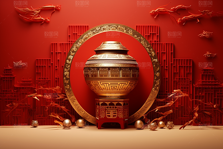 开业大吉电商3D立体背景图