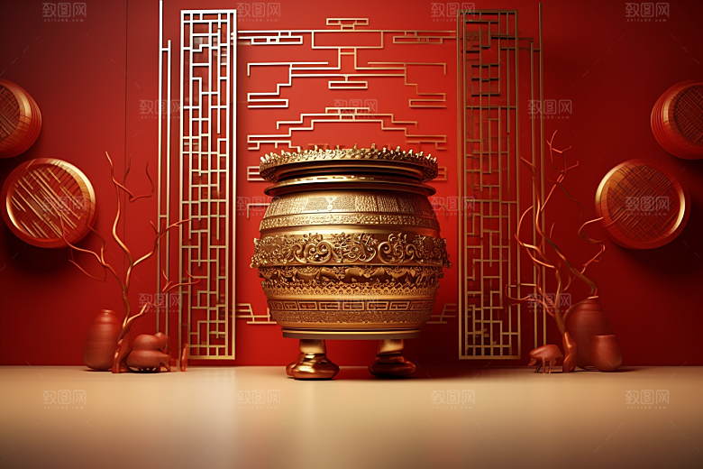 开业大吉开门红展台背景图
