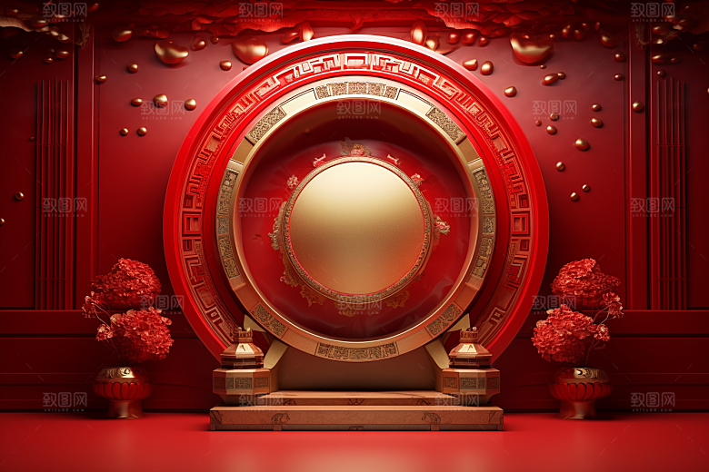开业大吉C4D3D立体背景图