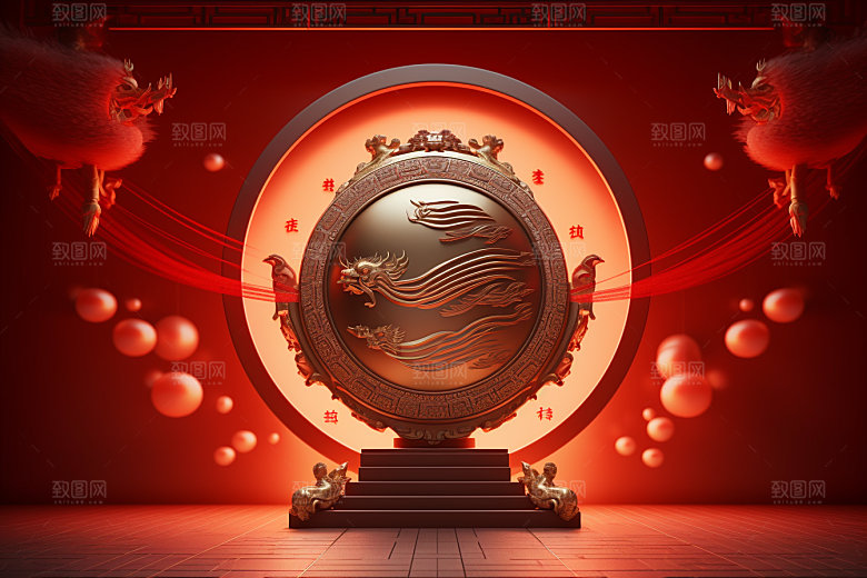 开业大吉3D立体模型背景图