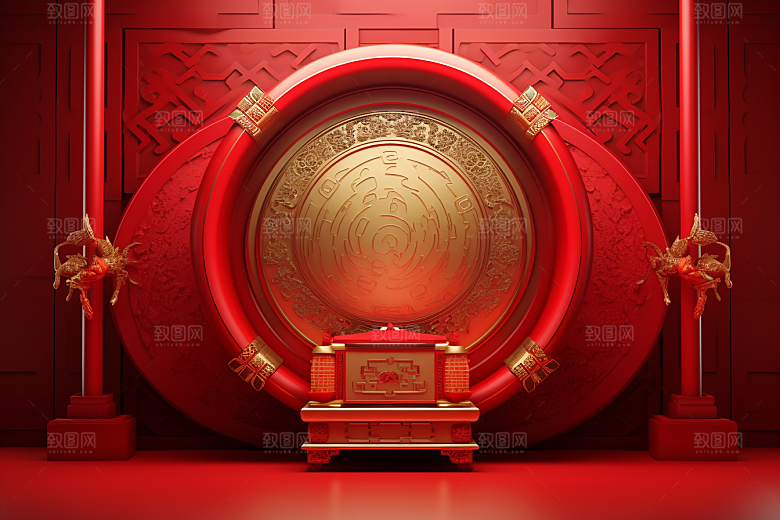 开业大吉3D立体模型背景图