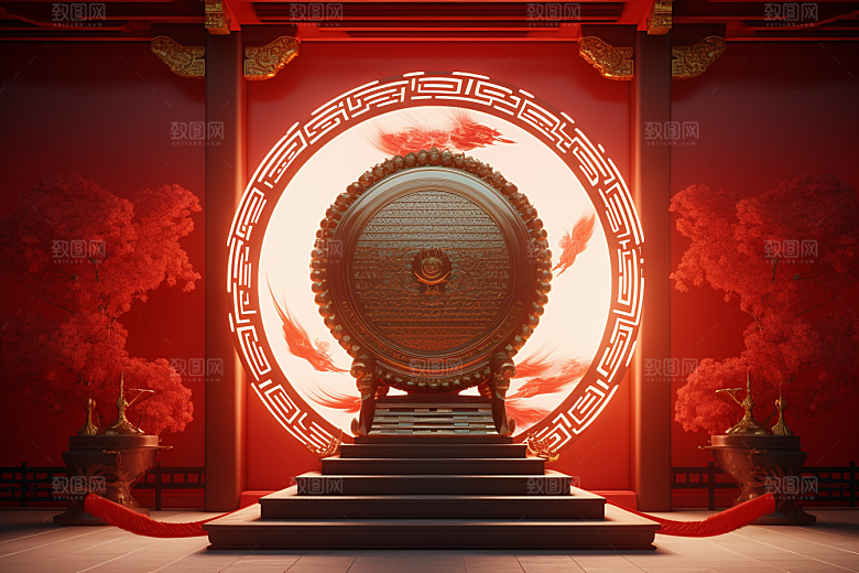开业大吉展台3D立体背景图