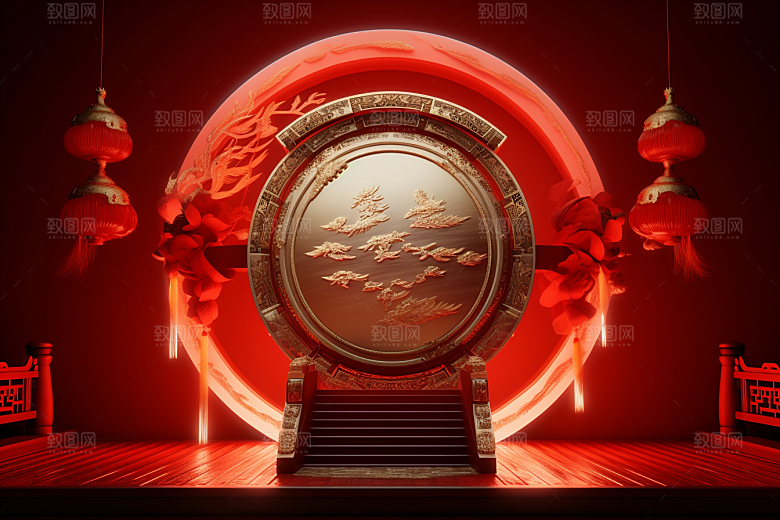 开业大吉3D立体电商背景图