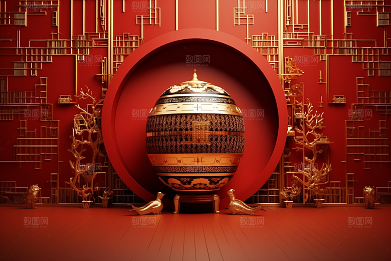 开业大吉展台3D立体背景图