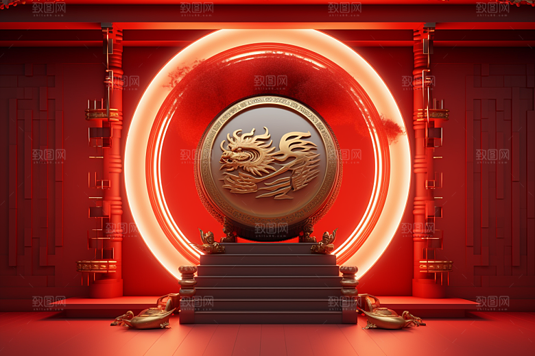 开业大吉开门红C4D背景图