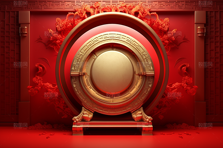 开业大吉开门红3D立体背景图