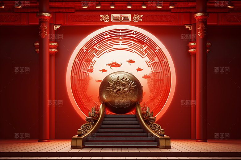开业大吉C4D开门红背景图