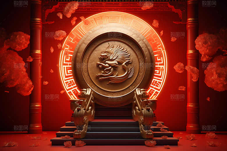 开业大吉展台C4D背景图