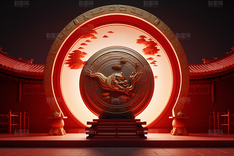 开业大吉3D立体模型背景图