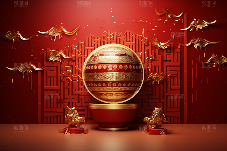 开业大吉C4D电商背景图