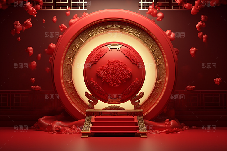 开业大吉3D立体展台背景图