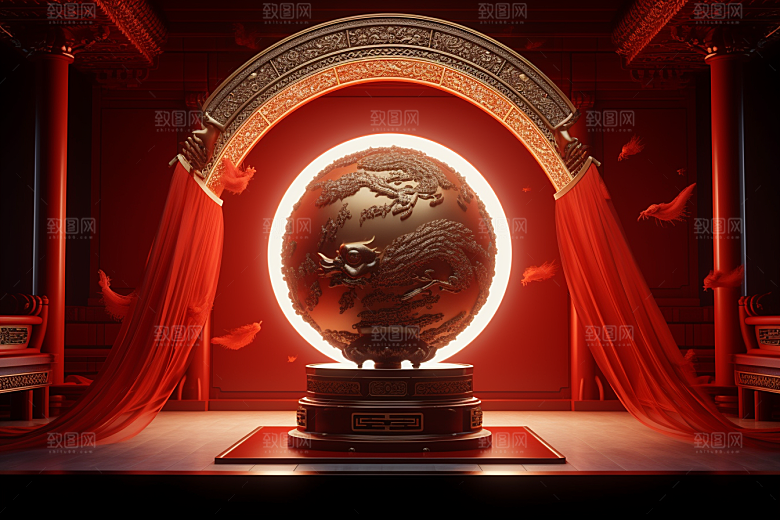 开业大吉3D立体模型背景图