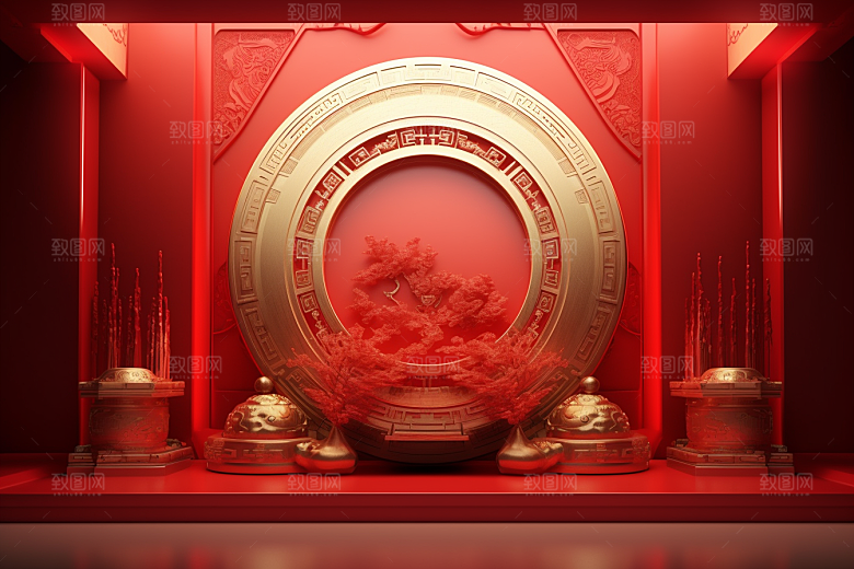 开业大吉开工3D立体背景图