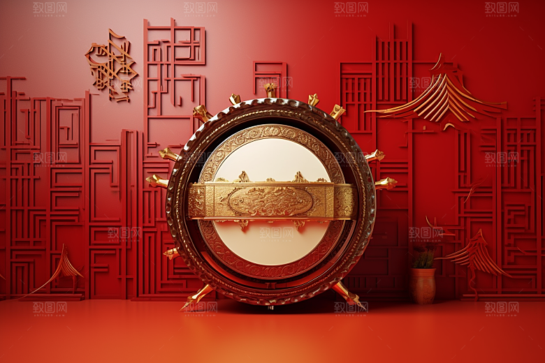 开业大吉展台3D立体背景图